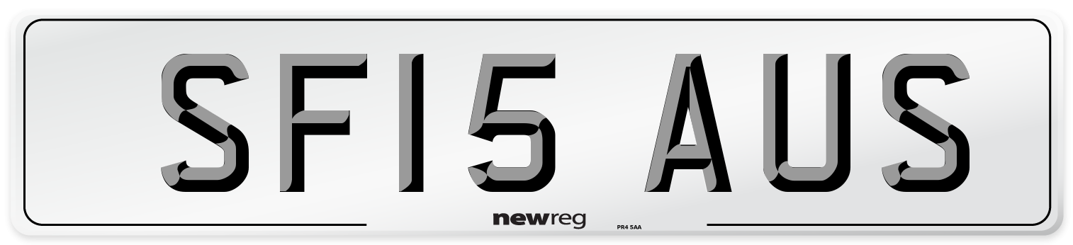 SF15 AUS Number Plate from New Reg